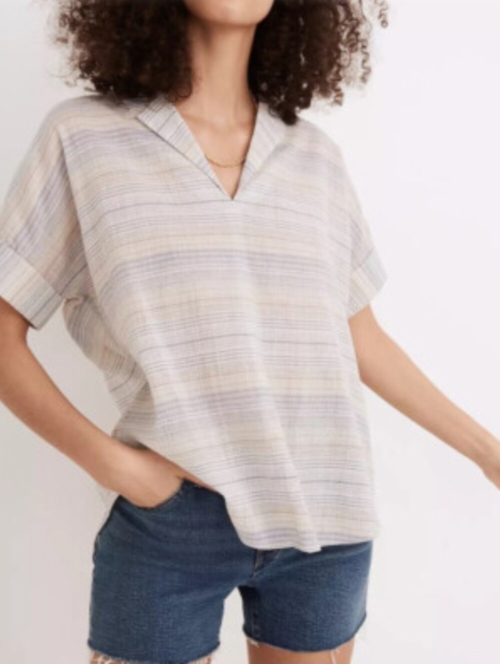 Madewell Crinkle Hayden Popover Shirt Size S